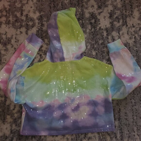 F21 Bling Tie Dye Cropped Hoddie Sweater NWT - Picture 7 of 11